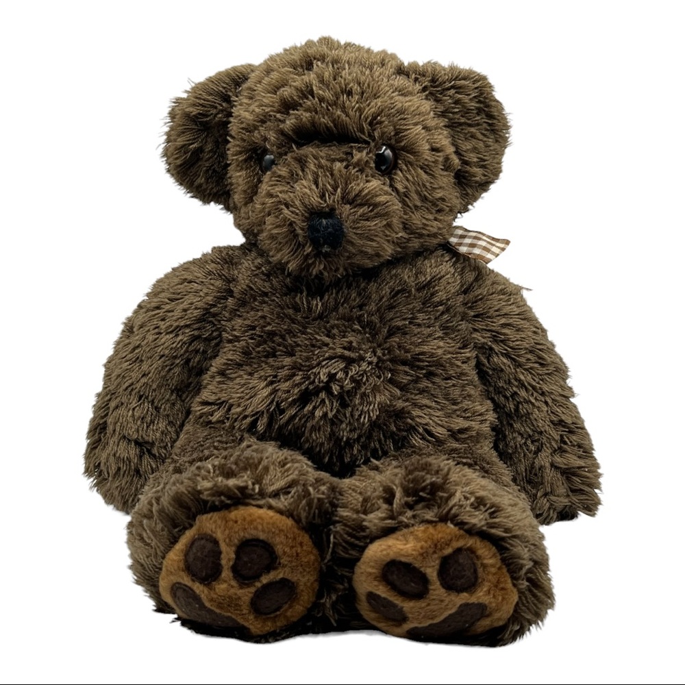 Vtg 1988 MJC International Brown Gingham Bow Teddy Bear Stuffed Plush Animal Toy